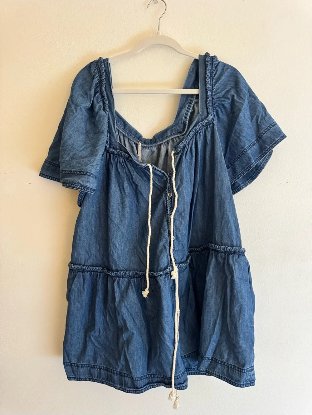 Free People County Line Blue Denim Romper